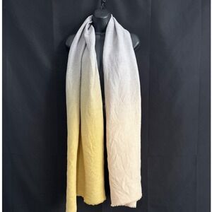 Pretty Persuasions Grey Yellow Ombre Ribbed Knit Rectangle Scarf Wrap 90 Spring